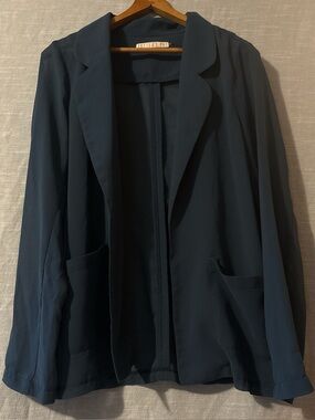 Potter’s Pot Blazer Open Front Long Sleeve Blue Women’s Sz L